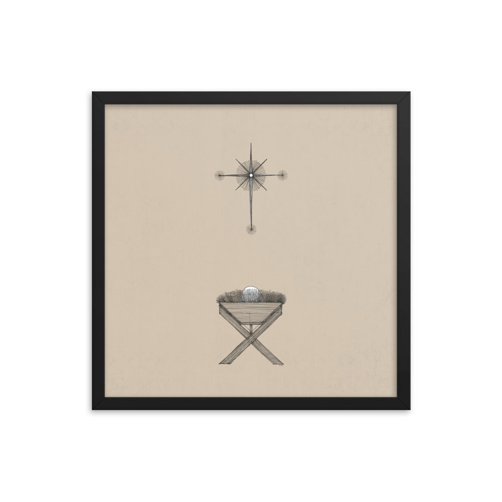 Modern Nativity Wall Art Manger - Framed