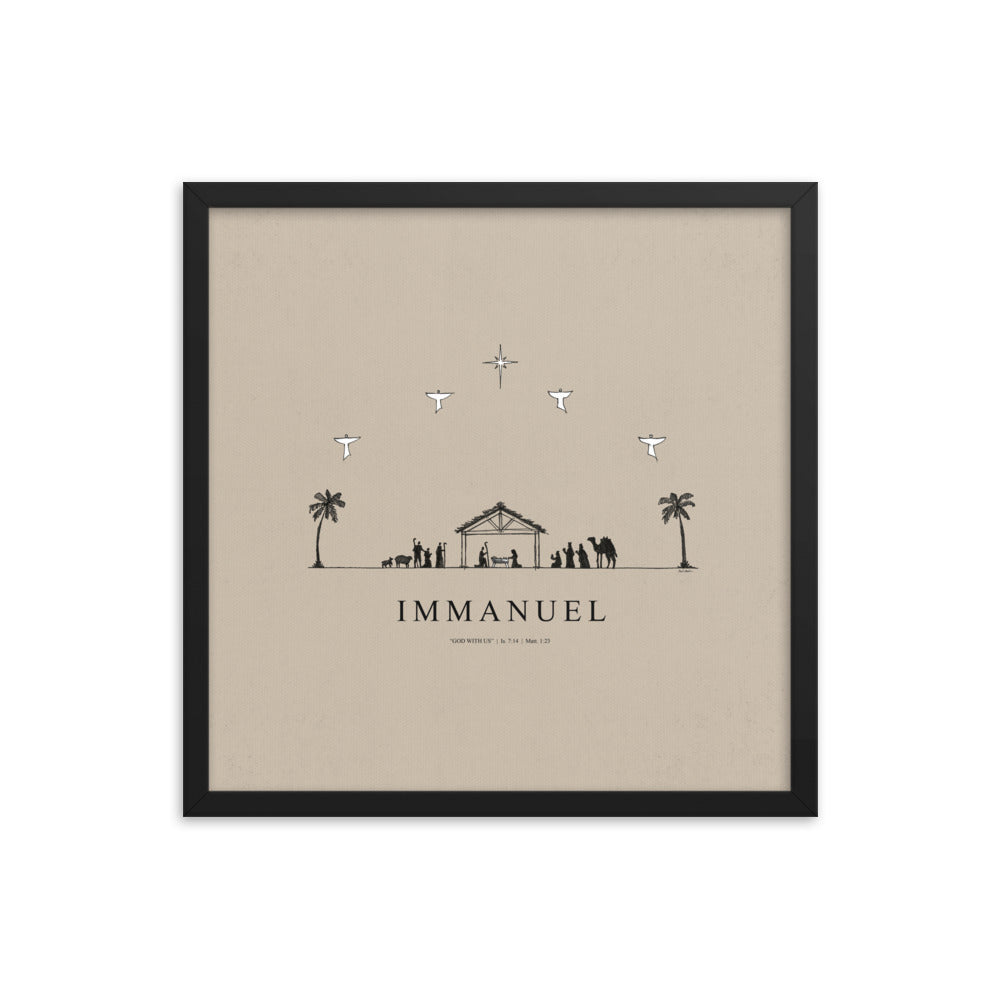 Nativity Christmas Immanuel God with Us - Framed