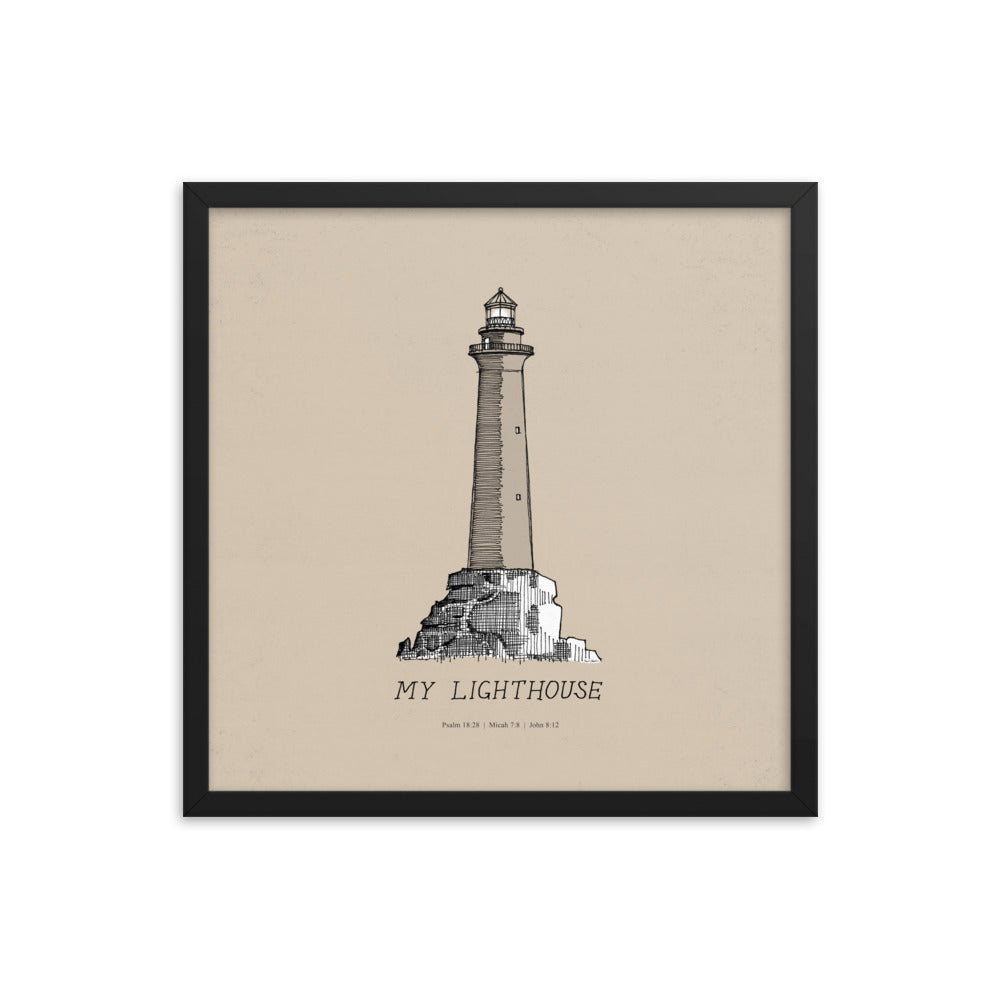 I AM the Light of the World My Lighthouse - Framed