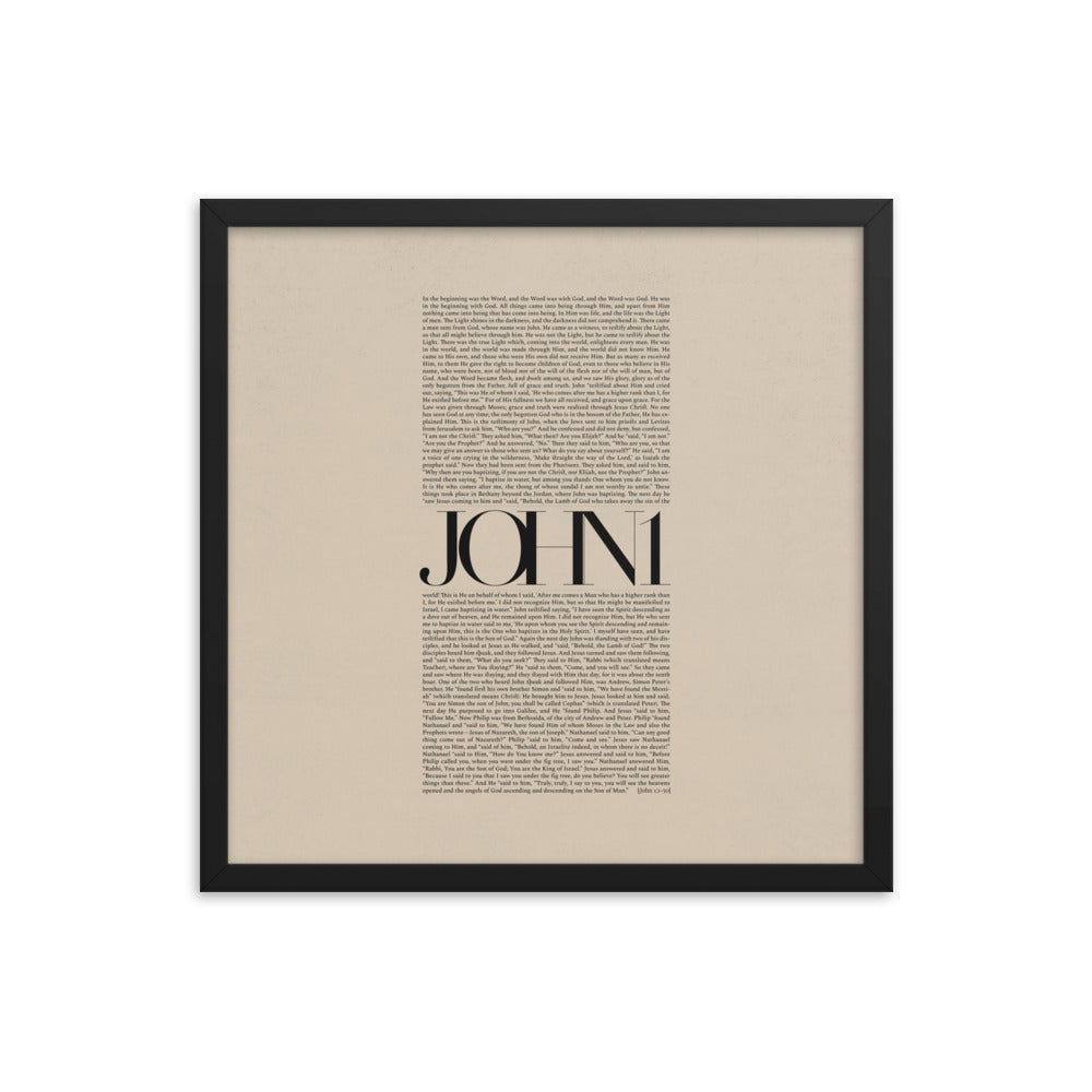 John 1 Full Chapter Minimalist Design - Framed