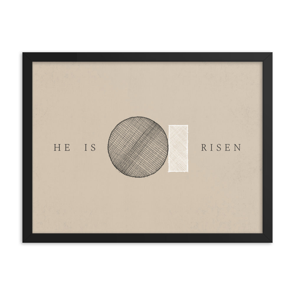 He Is Risen Stone Tomb Minimalist - Framed