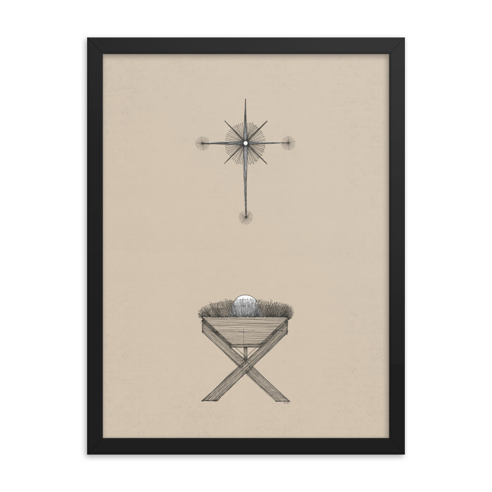 Modern Nativity Wall Art Manger - Framed