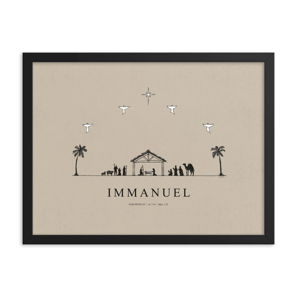 Nativity Christmas Immanuel God with Us - Framed