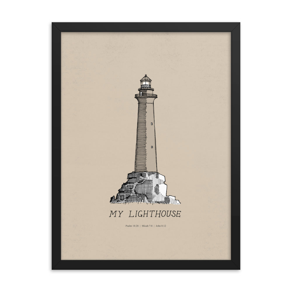 I AM the Light of the World My Lighthouse - Framed