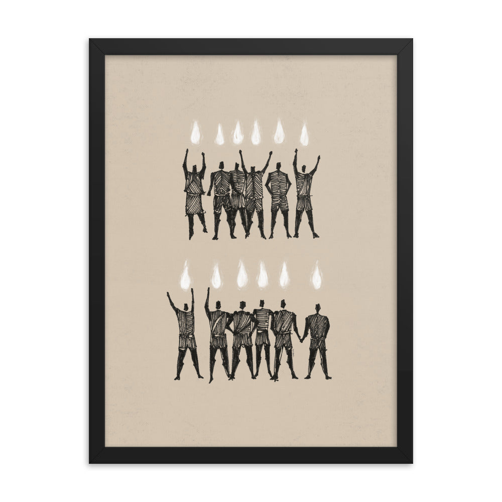 Holy Spirit Pentecost Tongues Fire Vertical - Framed