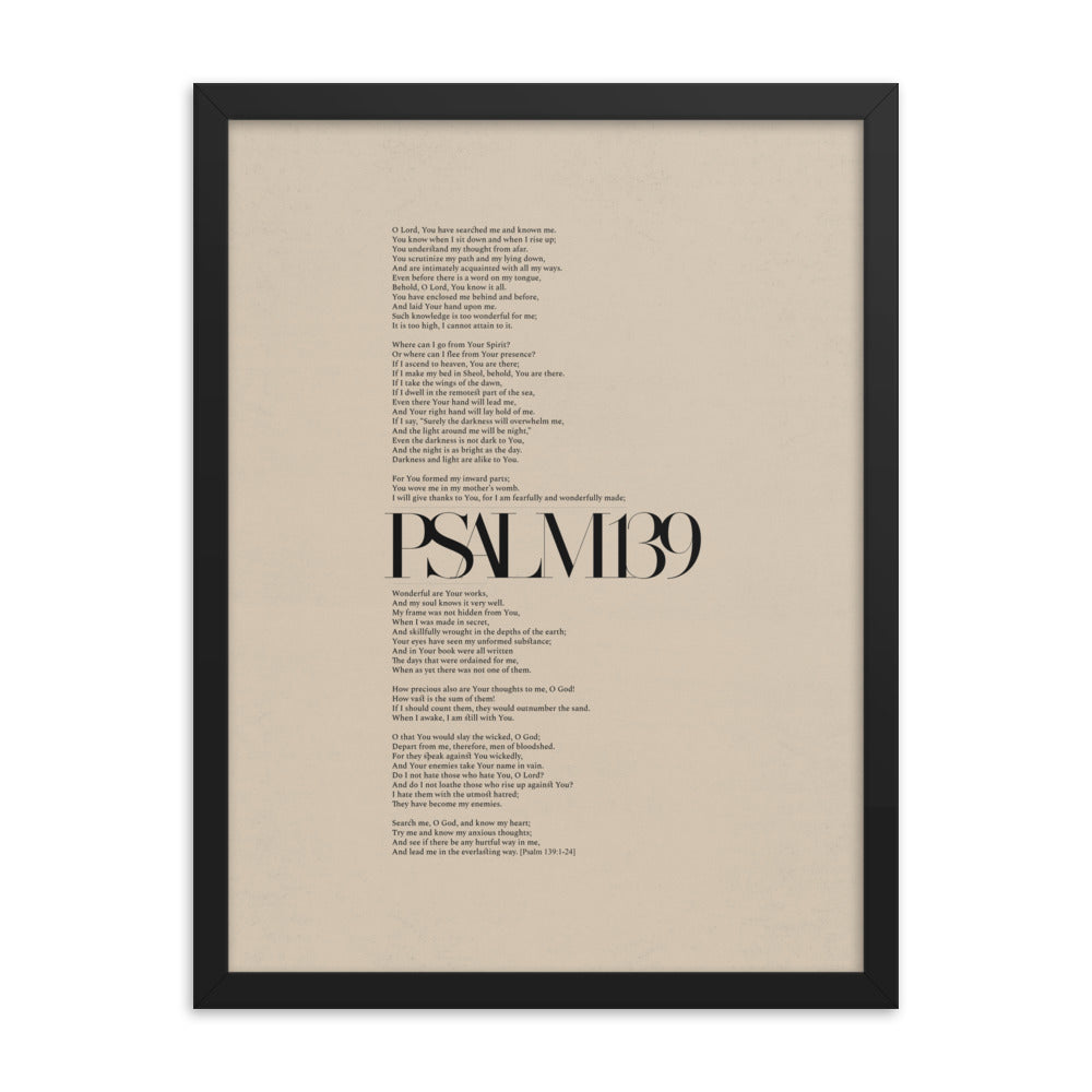 Psalm 139 Full Chapter Minimalist Design - Framed