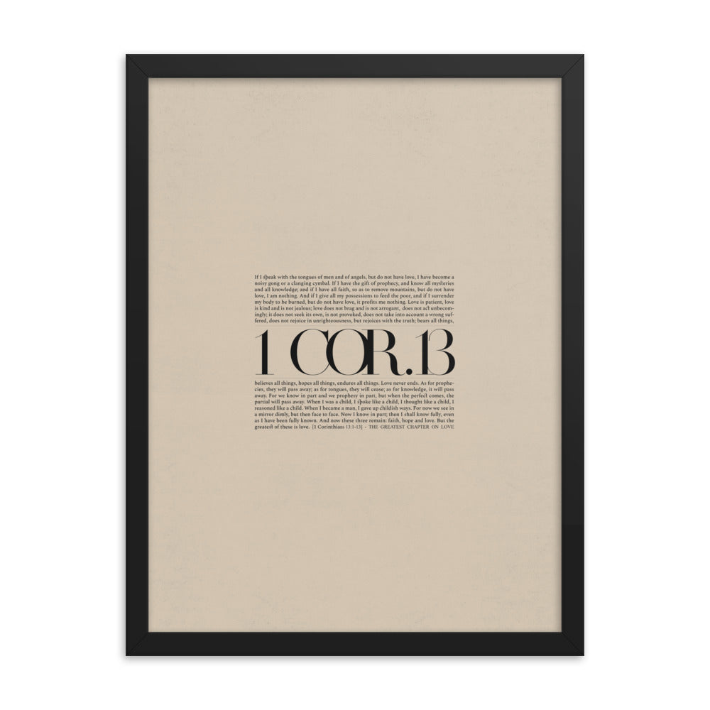 1 Corinthians 13 Full Chapter Minimalist Design - Framed