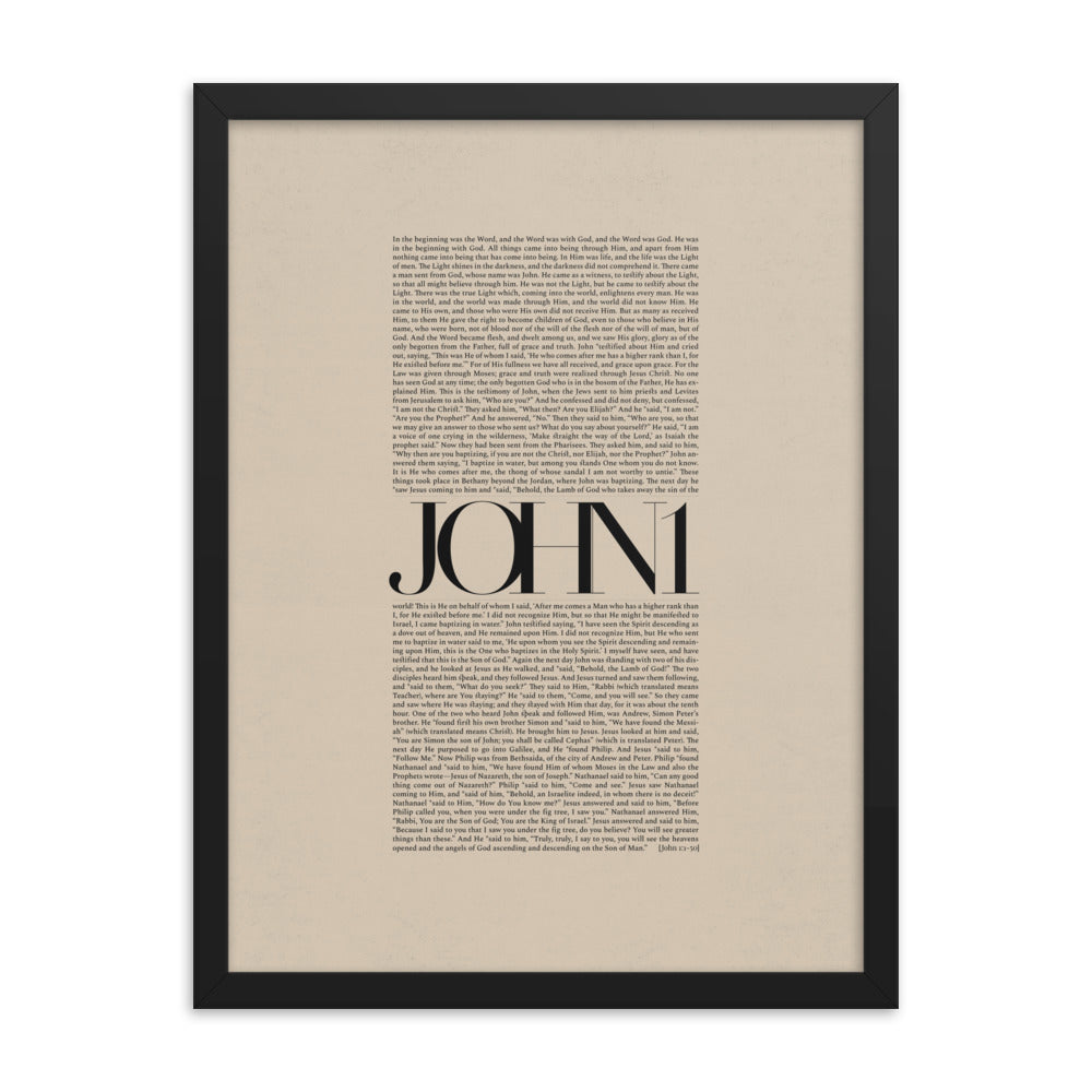 John 1 Full Chapter Minimalist Design - Framed