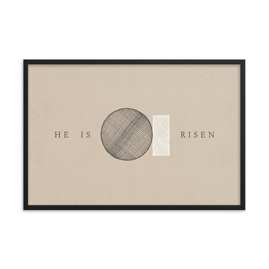 He Is Risen Stone Tomb Minimalist - Framed