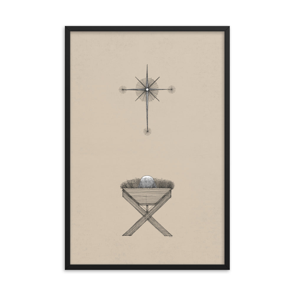 Modern Nativity Wall Art Manger - Framed