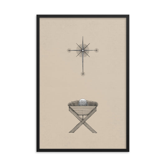 Modern Nativity Wall Art Manger - Framed