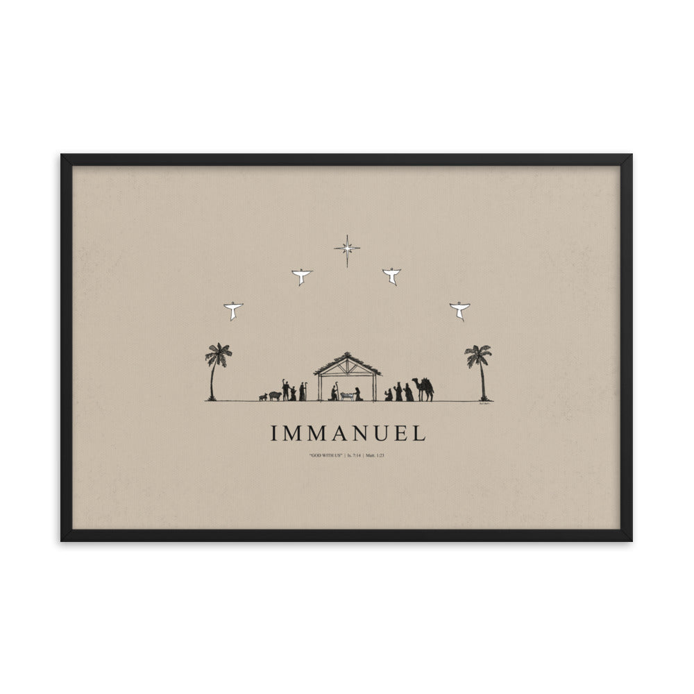 Nativity Christmas Immanuel God with Us - Framed