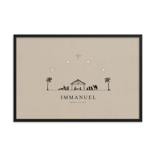 Nativity Christmas Immanuel God with Us - Framed