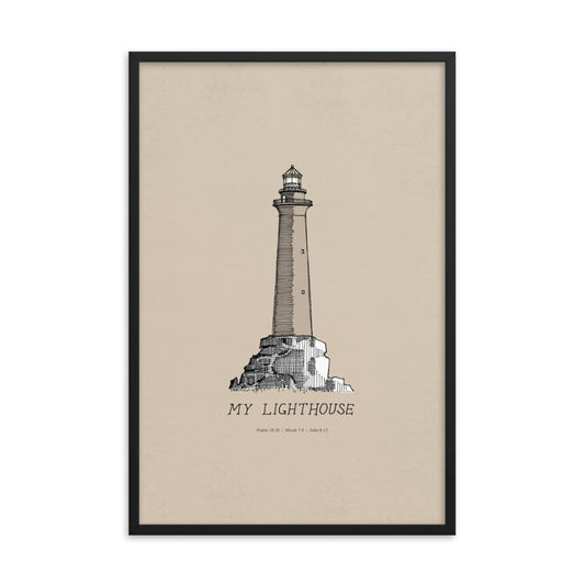 I AM the Light of the World My Lighthouse - Framed