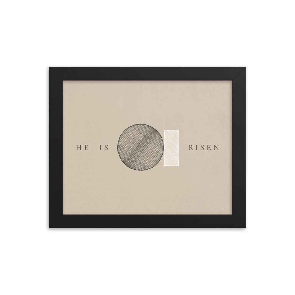 He Is Risen Stone Tomb Minimalist - Framed