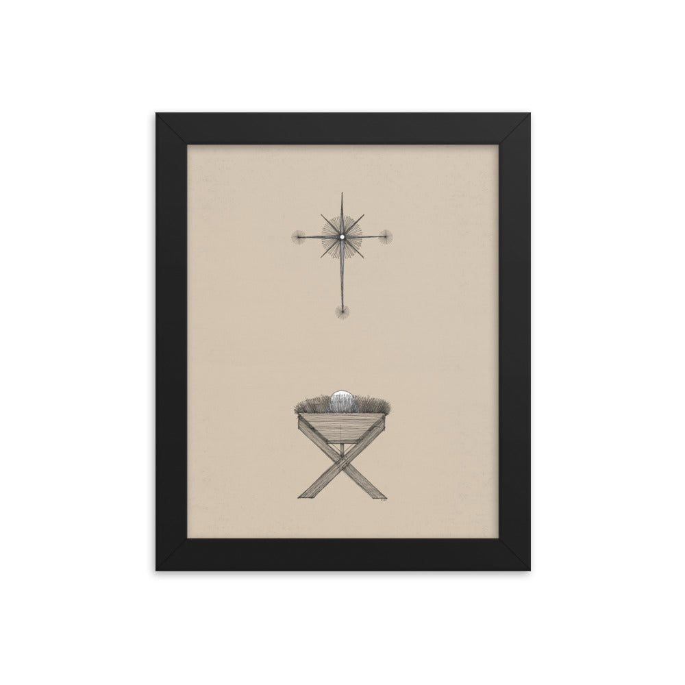 Modern Nativity Wall Art Manger - Framed