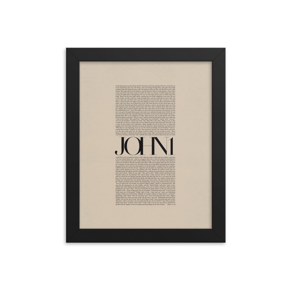 John 1 Full Chapter Minimalist Design - Framed