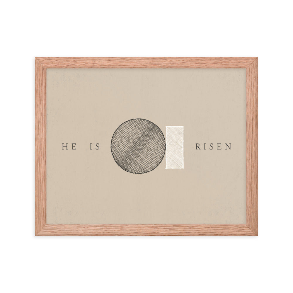 He Is Risen Stone Tomb Minimalist - Framed