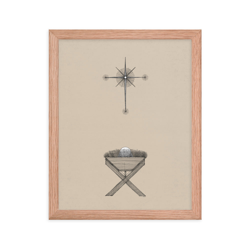 Modern Nativity Wall Art Manger - Framed