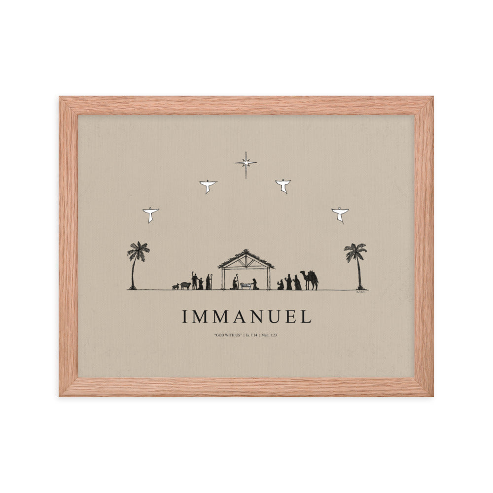 Nativity Christmas Immanuel God with Us - Framed