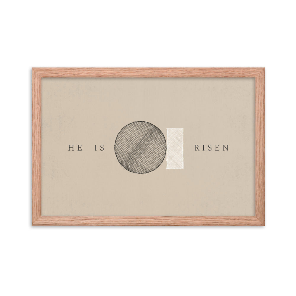 He Is Risen Stone Tomb Minimalist - Framed