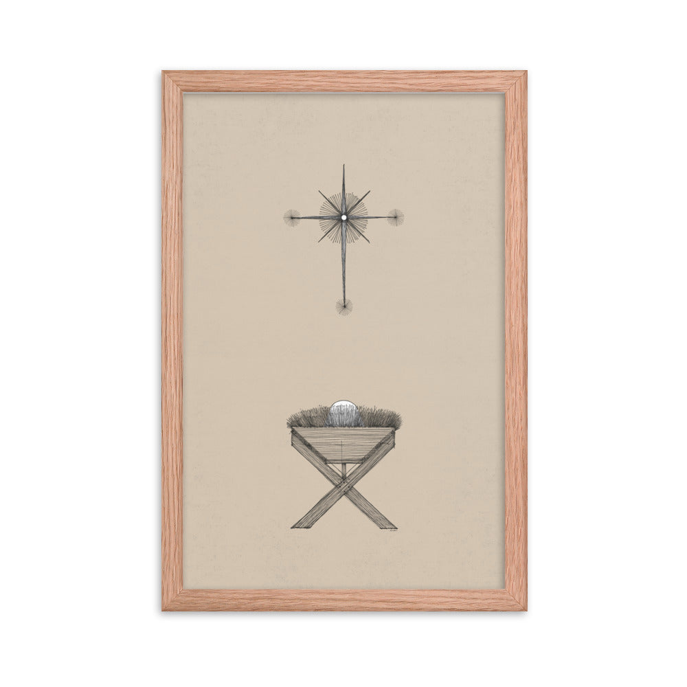 Modern Nativity Wall Art Manger - Framed