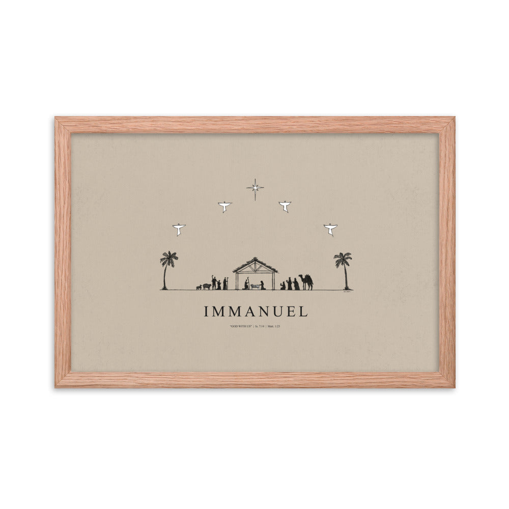 Nativity Christmas Immanuel God with Us - Framed