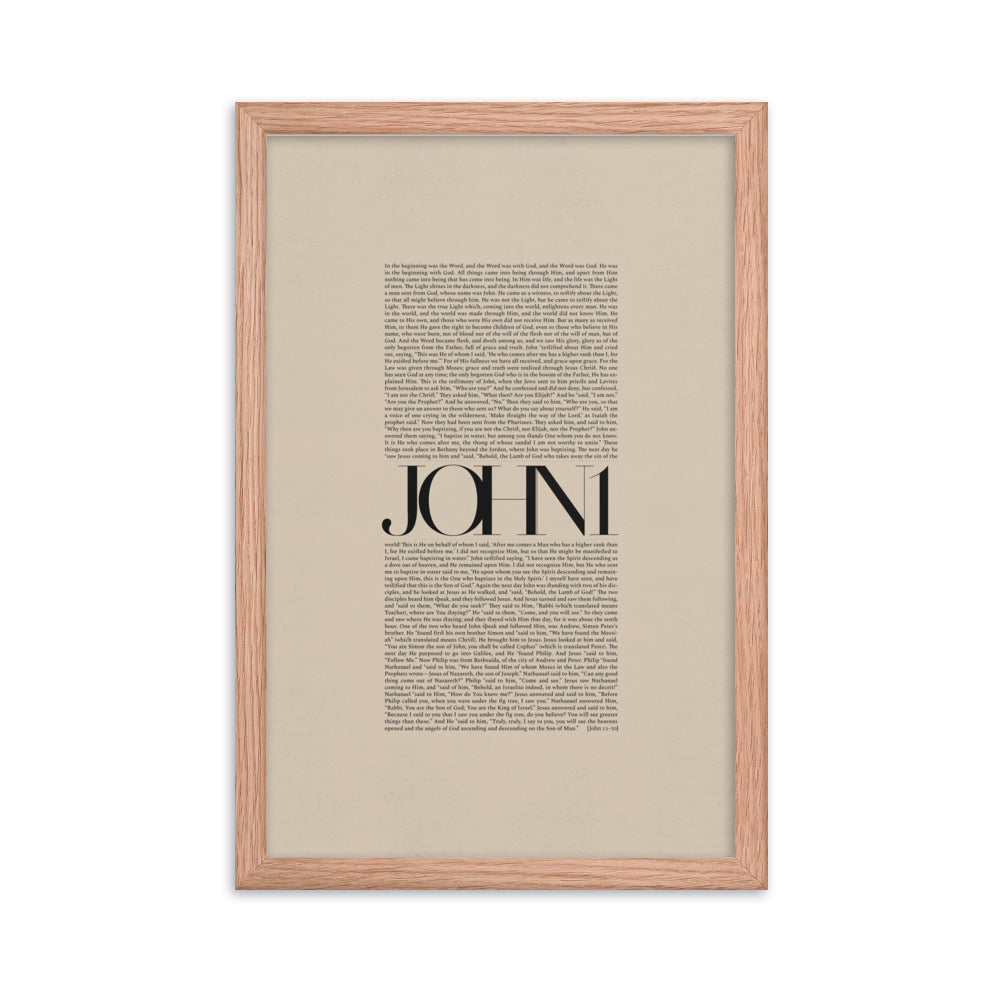 John 1 Full Chapter Minimalist Design - Framed