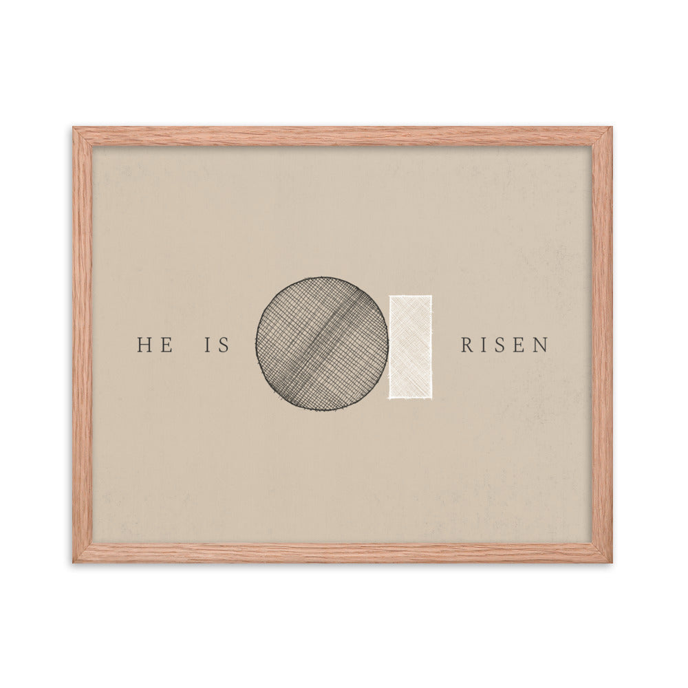 He Is Risen Stone Tomb Minimalist - Framed