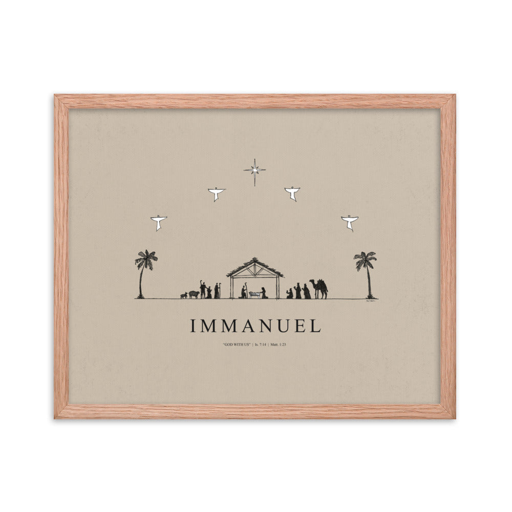 Nativity Christmas Immanuel God with Us - Framed