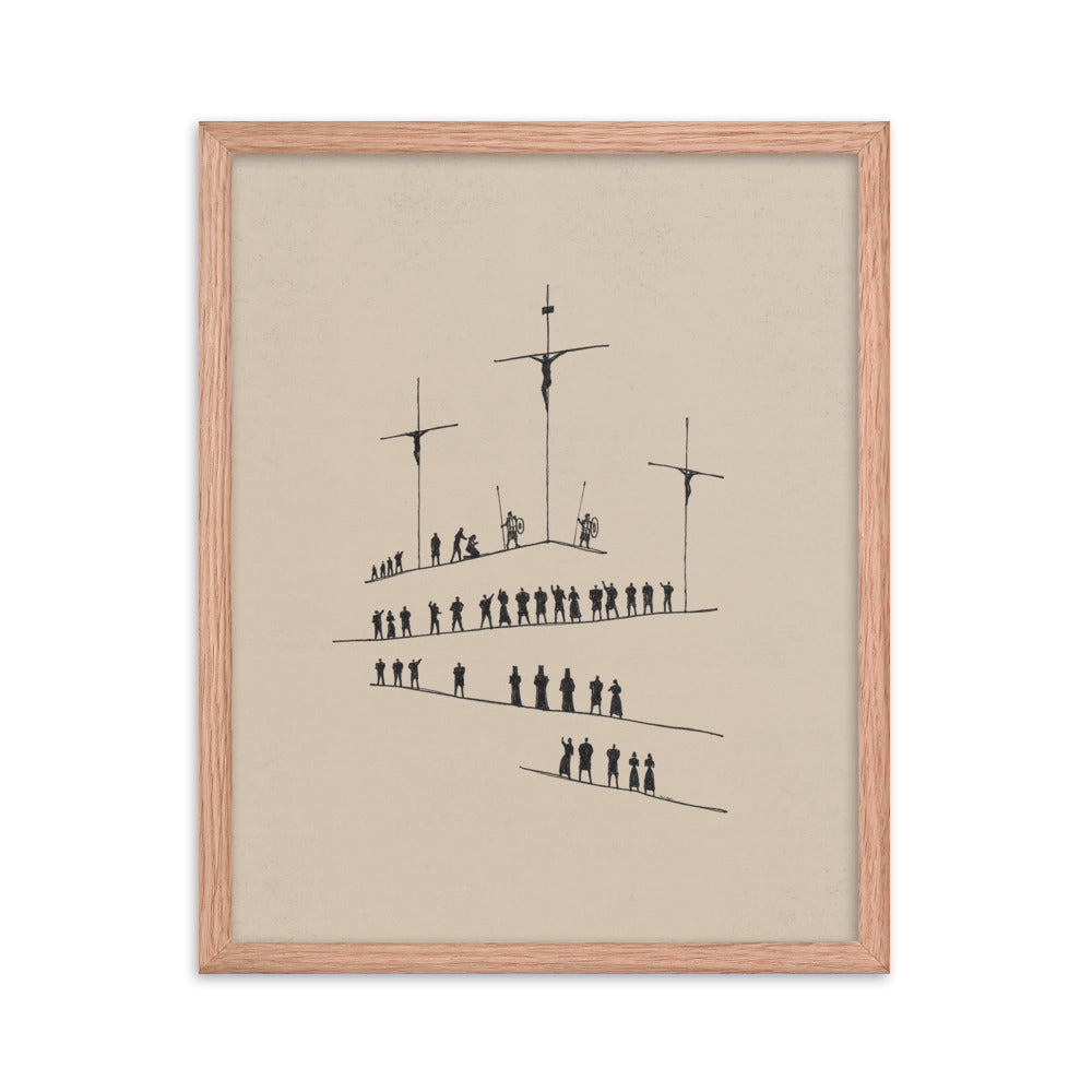 Calvary Cross Minimalist Sketch - Framed