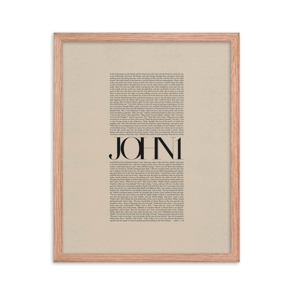 John 1 Full Chapter Minimalist Design - Framed