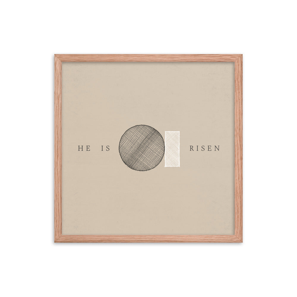 He Is Risen Stone Tomb Minimalist - Framed