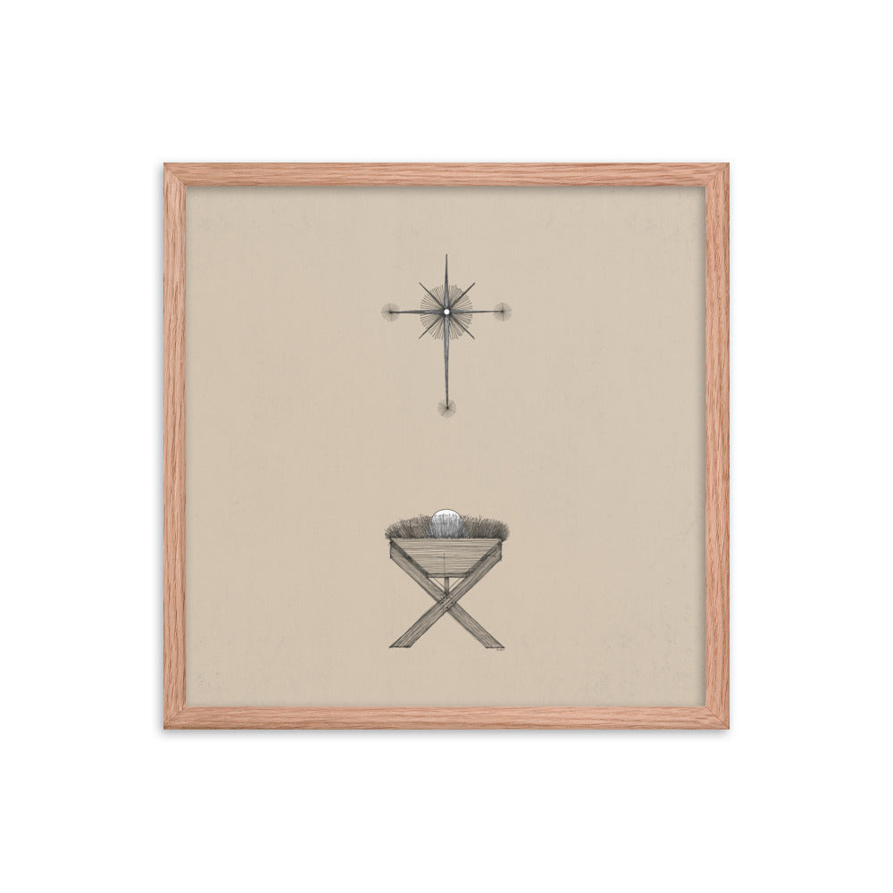 Modern Nativity Wall Art Manger - Framed