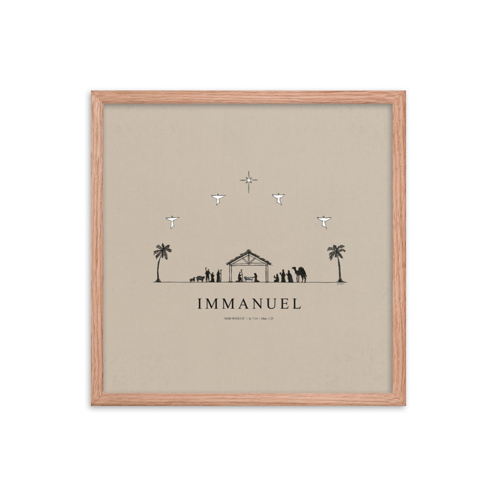 Nativity Christmas Immanuel God with Us - Framed