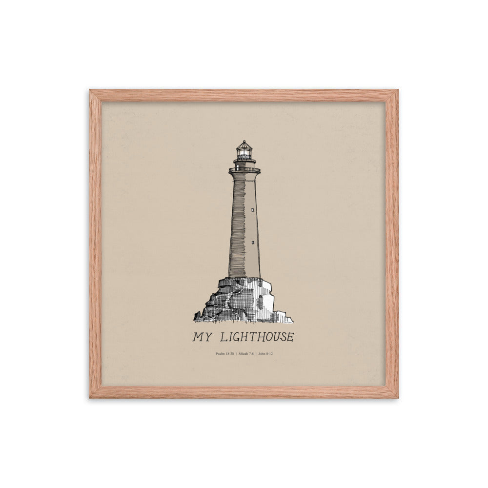 I AM the Light of the World My Lighthouse - Framed