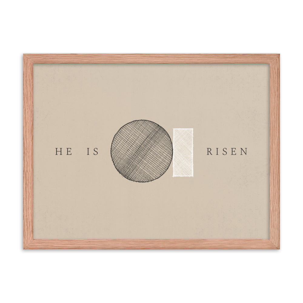 He Is Risen Stone Tomb Minimalist - Framed