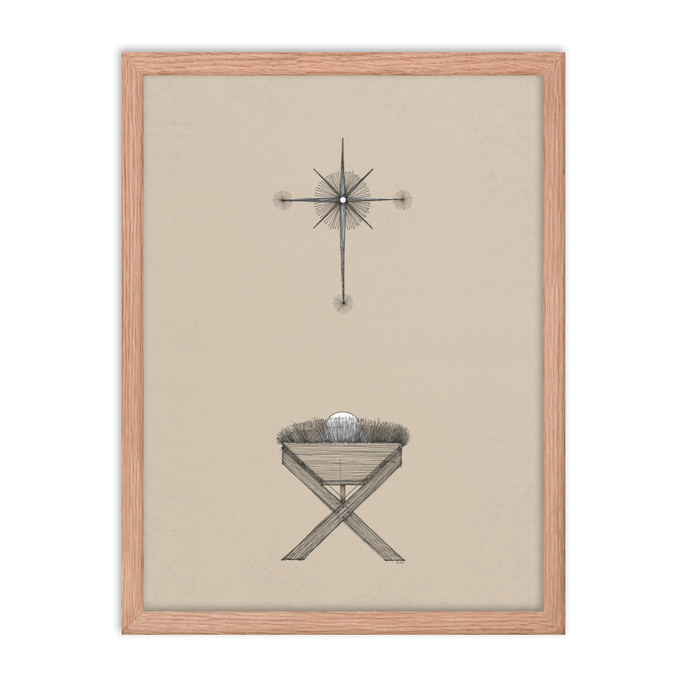 Modern Nativity Wall Art Manger - Framed