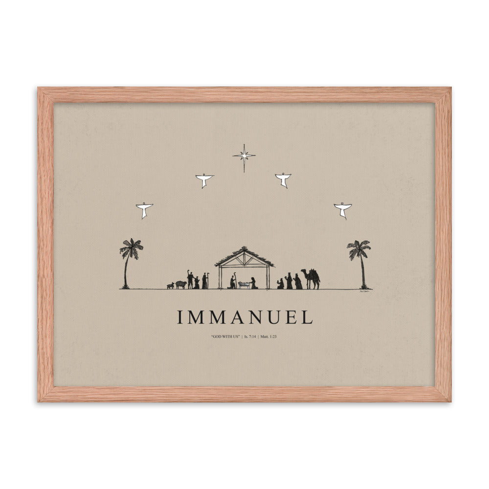 Nativity Christmas Immanuel God with Us - Framed