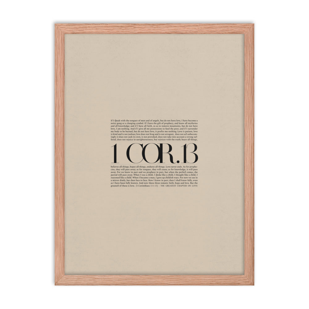 1 Corinthians 13 Full Chapter Minimalist Design - Framed