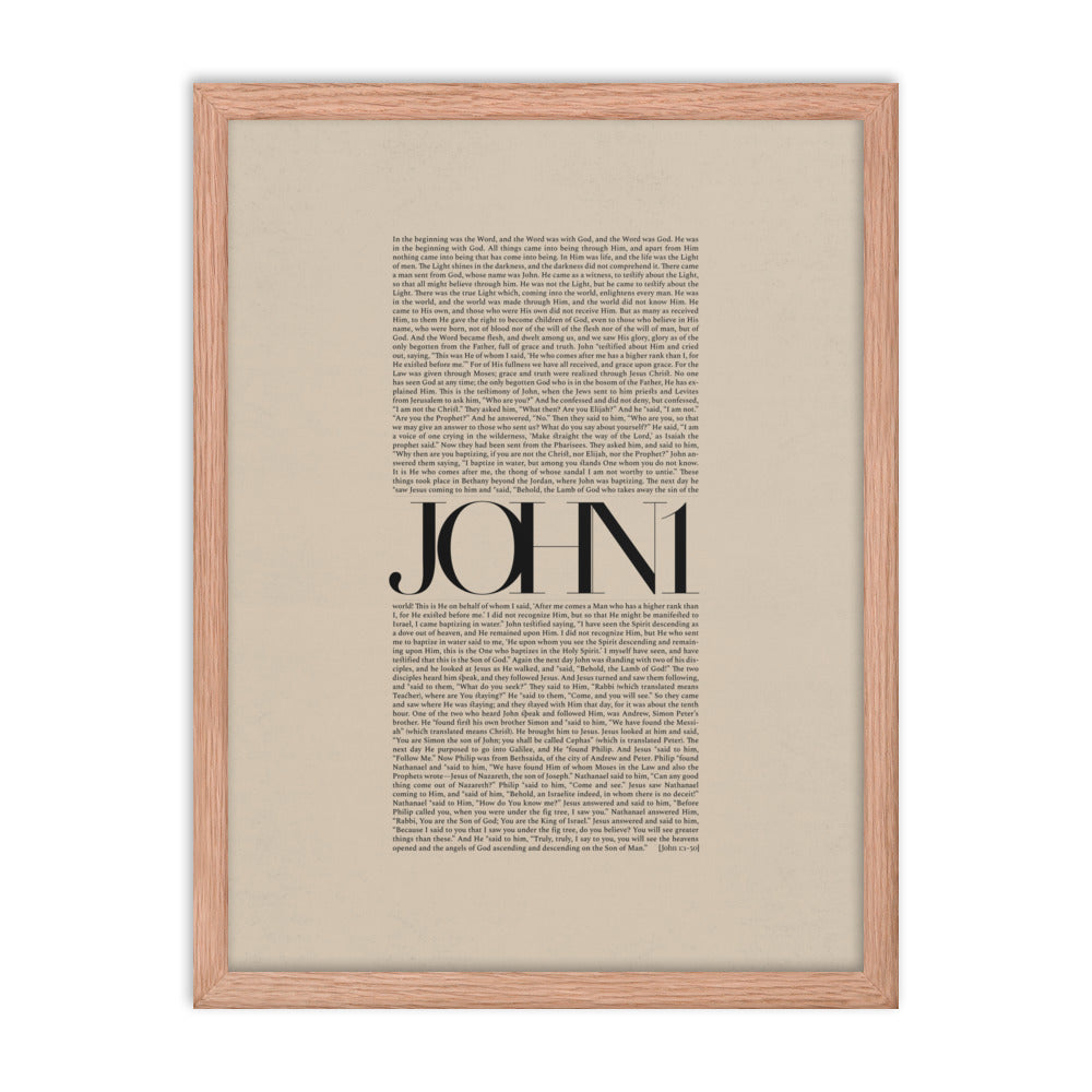 John 1 Full Chapter Minimalist Design - Framed