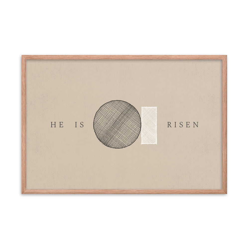 He Is Risen Stone Tomb Minimalist - Framed