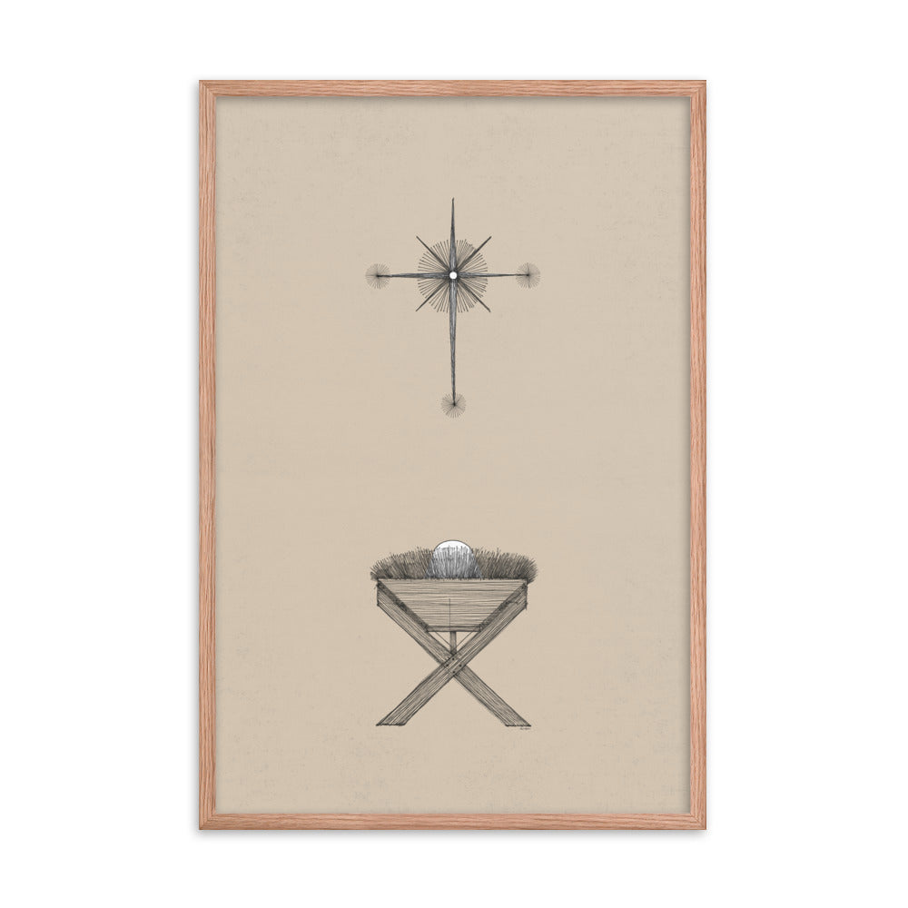 Modern Nativity Wall Art Manger - Framed