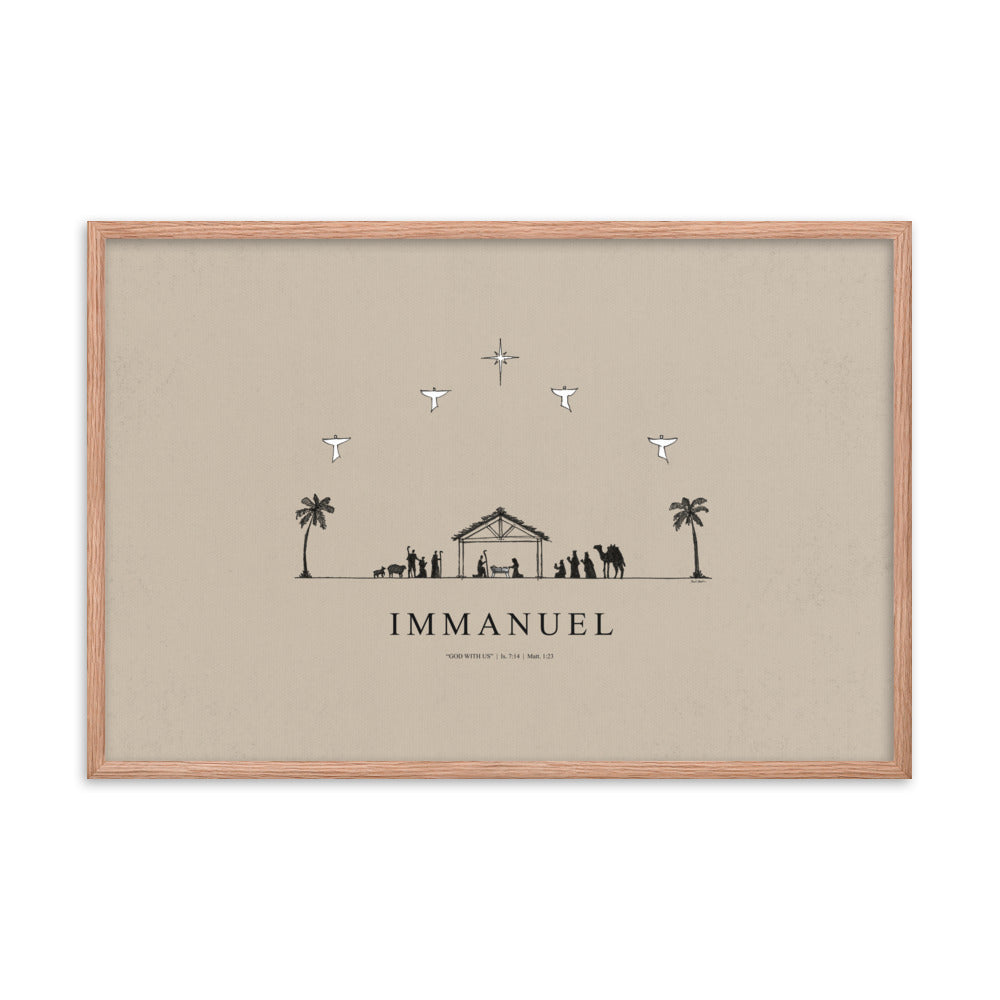 Nativity Christmas Immanuel God with Us - Framed