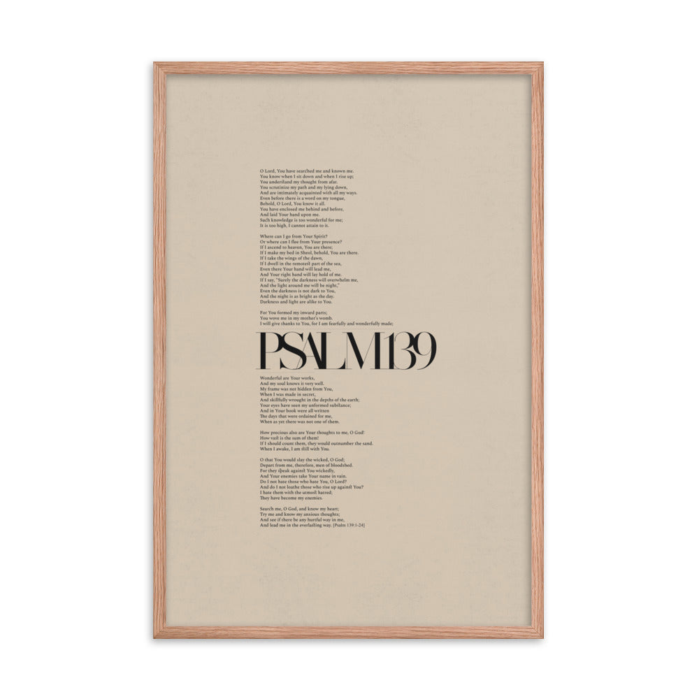 Psalm 139 Full Chapter Minimalist Design - Framed