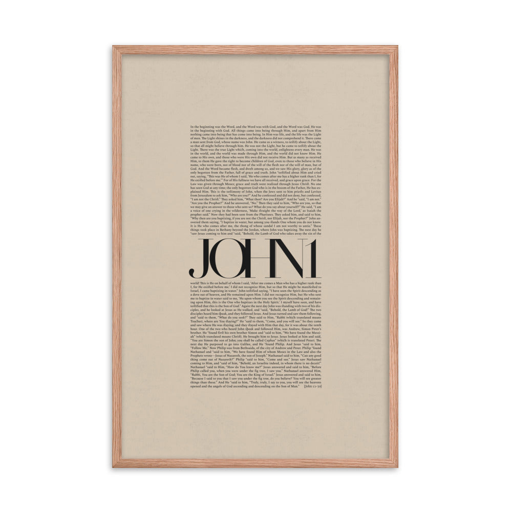 John 1 Full Chapter Minimalist Design - Framed