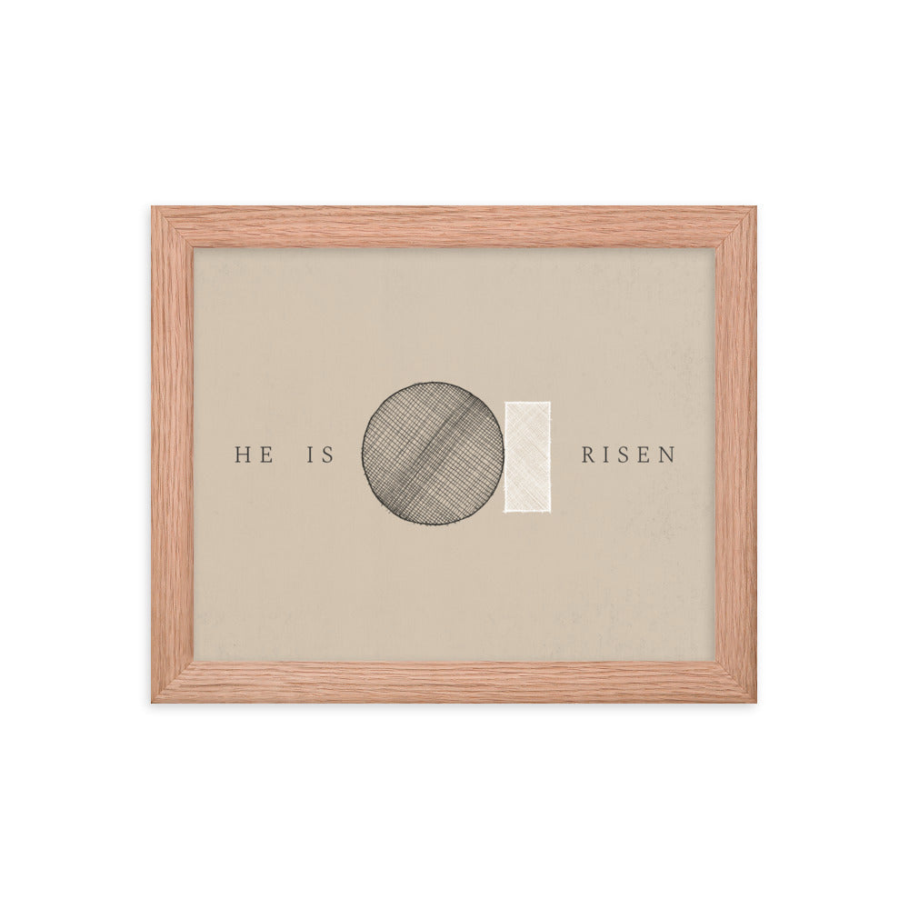 He Is Risen Stone Tomb Minimalist - Framed