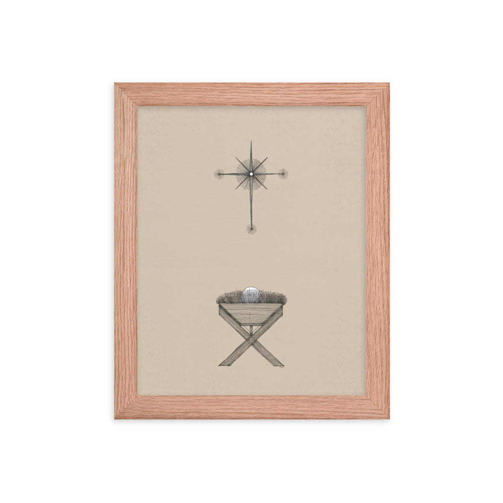 Modern Nativity Wall Art Manger - Framed