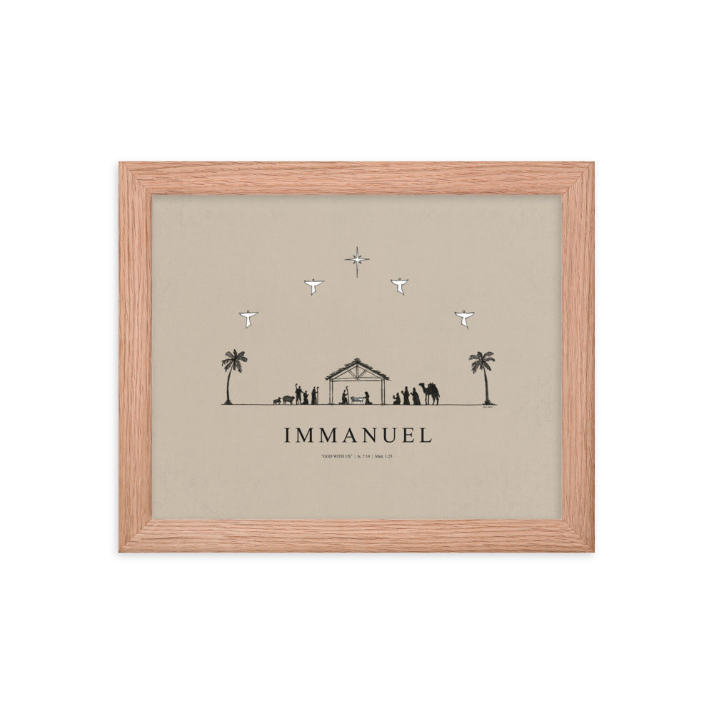 Nativity Christmas Immanuel God with Us - Framed