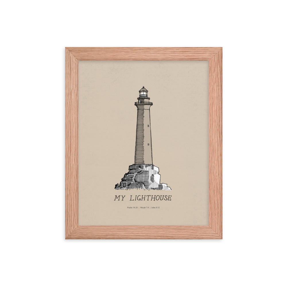 I AM the Light of the World My Lighthouse - Framed